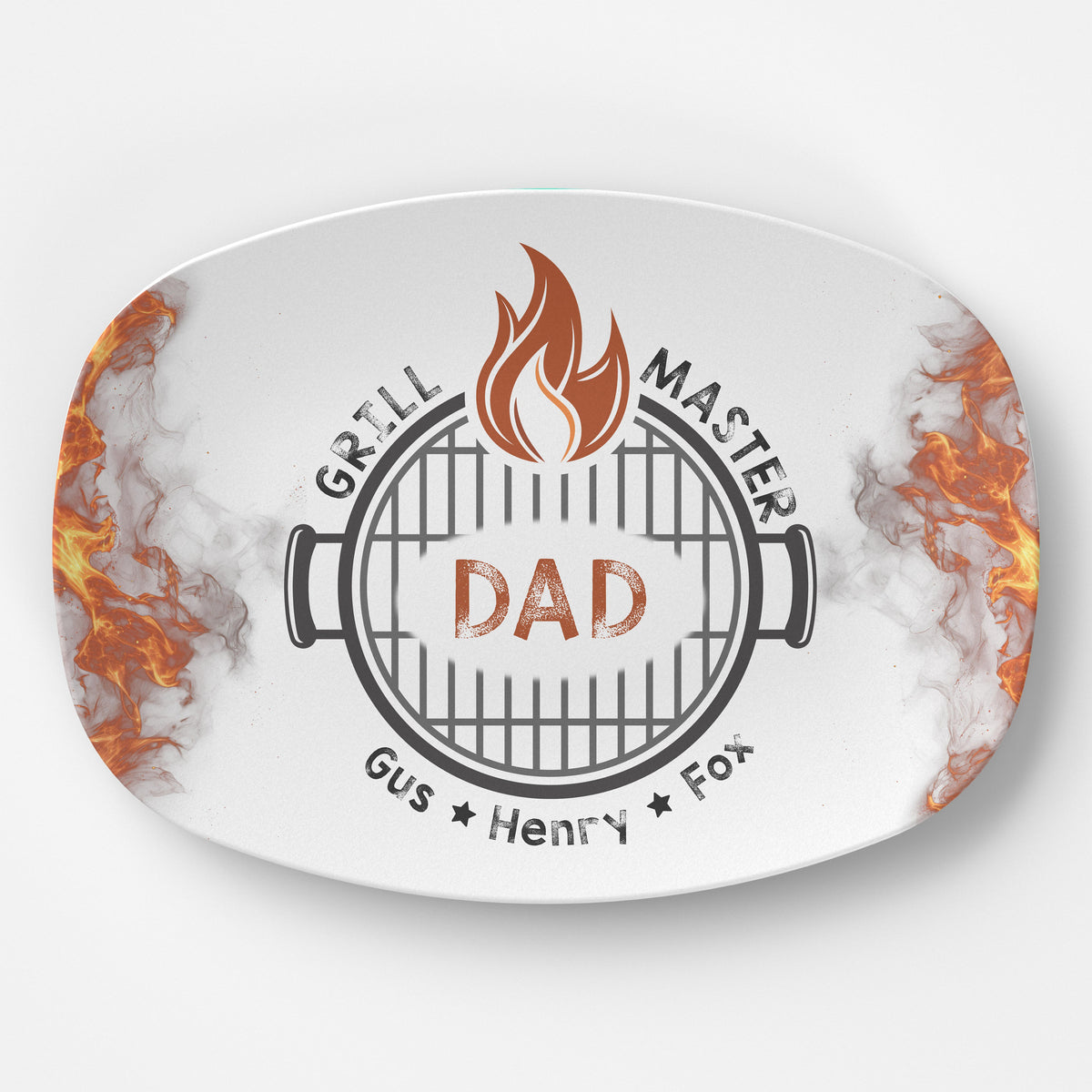 Grandpa BBQ Grilling Personalized Platter, Custom Birthday, Father's Day Gift, Grill Master Grandpa Smoke Dad Papa Black Stone