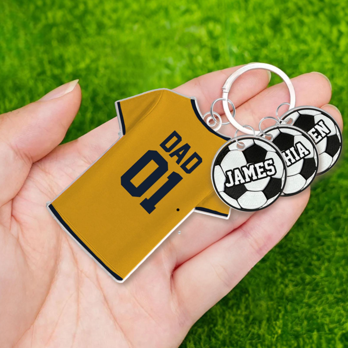 Personalized Soccer Keychain For Dad, Custom Dad Keychain With Kids Names Charm, Soccer Lover Gifts, Father's Day Gift, Sport Keyrings