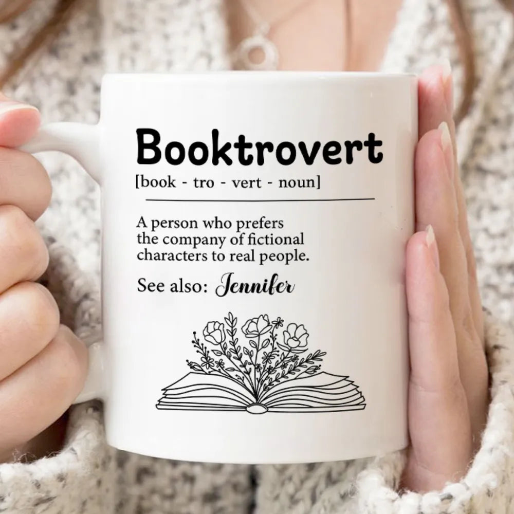 Booktrovert Definition - Personalized Mug - Gift For Book Lover, Bookworm