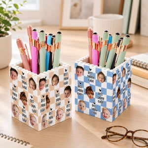 Personalized Baby Face Photo Building Block Pen Holder, Best Dad Ever Puzzle Block, New Dad Gift, Fathers Day Gift For Dad, Papa