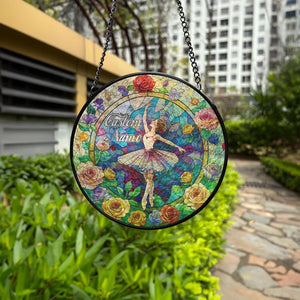 Custom Ballet Dance Stained Glass Sun catcher, Ballet Dancing Light Catcher for Window Hanging, Dancing Home Decor, Ballerina Gift