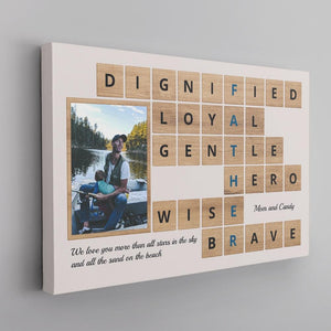 Daddy, Dignified, Loyal, Gentle, Hero, Wise, Brave - Personalized Canvas - Gift For Dad, Father's Day, Birthday Gift