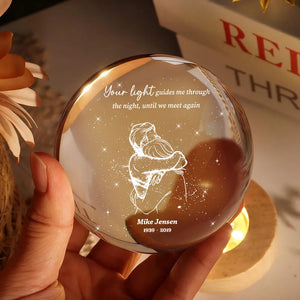 A Piece Of My Heart Lives in Heaven - Personalized Crystal Ball LED Night Light - Memorial Remembrance Keepsake