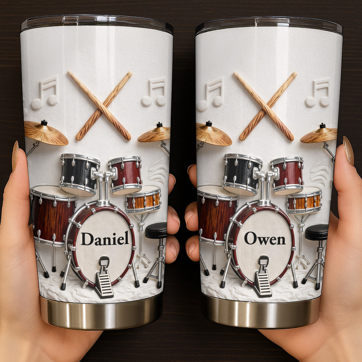 A Passion For Rhythm, Personalized Stainless Steel Tumbler, Gift For Drummers