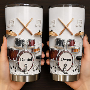 A Passion For Rhythm, Personalized Stainless Steel Tumbler, Gift For Drummers