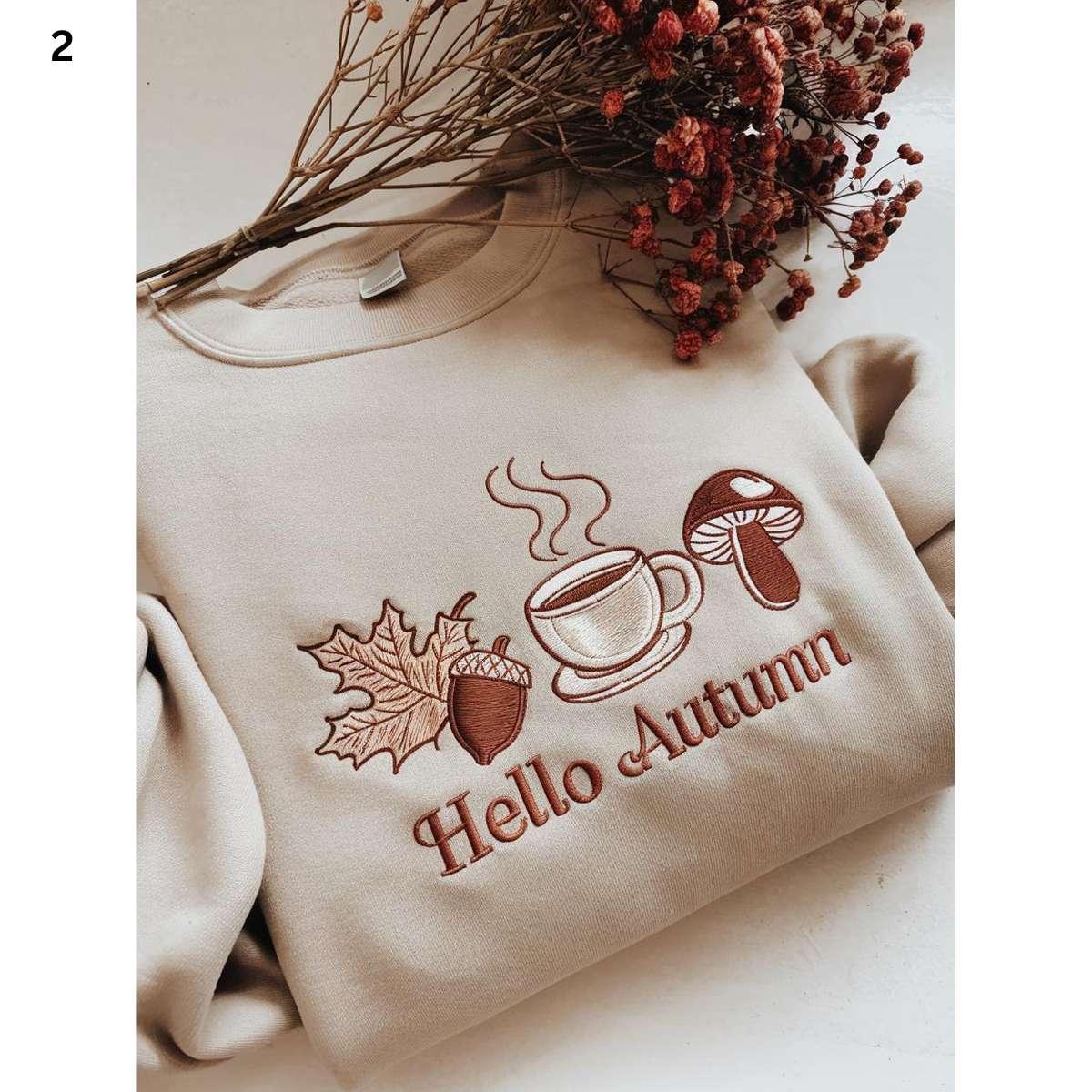 Hello Autumn Embroidered Sweatshirt, Hello Autumn Sweatshirt, Autumn Sweatshirt, Fall Sweatshirt