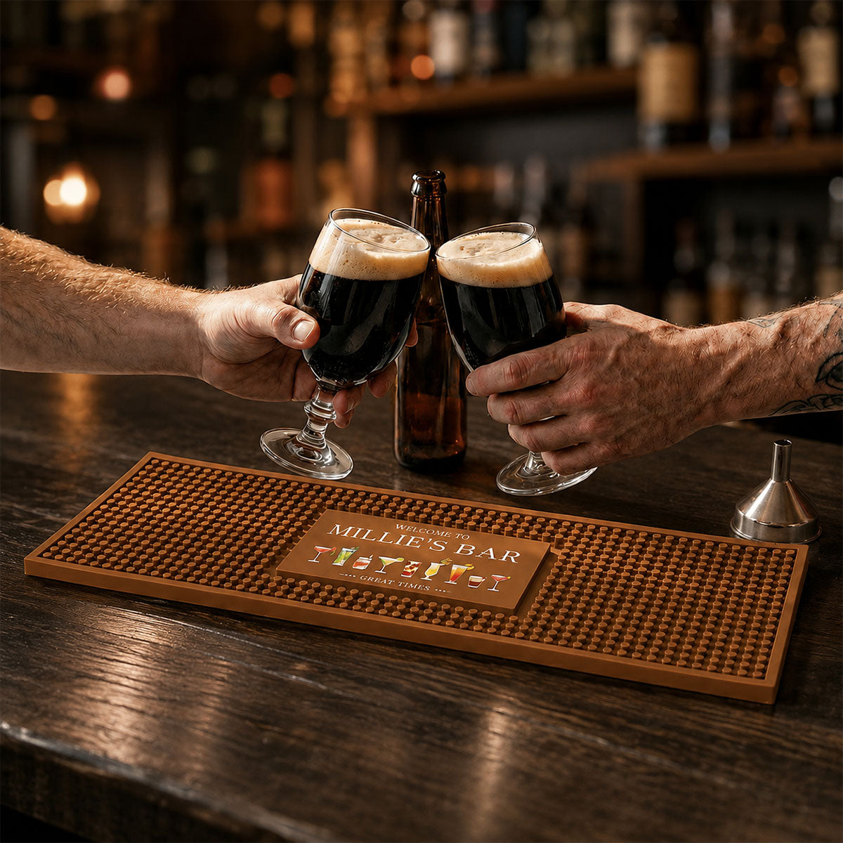 Home Bar Pub Accessories Art,Rubber Bartender Mat - Personalized Bar Mat