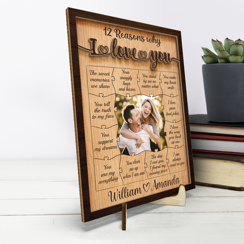 12 Reasons Why I Love You - Personalized Wood Sign - Gift For Couple