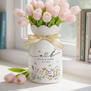 Custom Wedding Gifts Flower Vase, Personalized New Engaged Couple Gift, Gift for Newlyweds