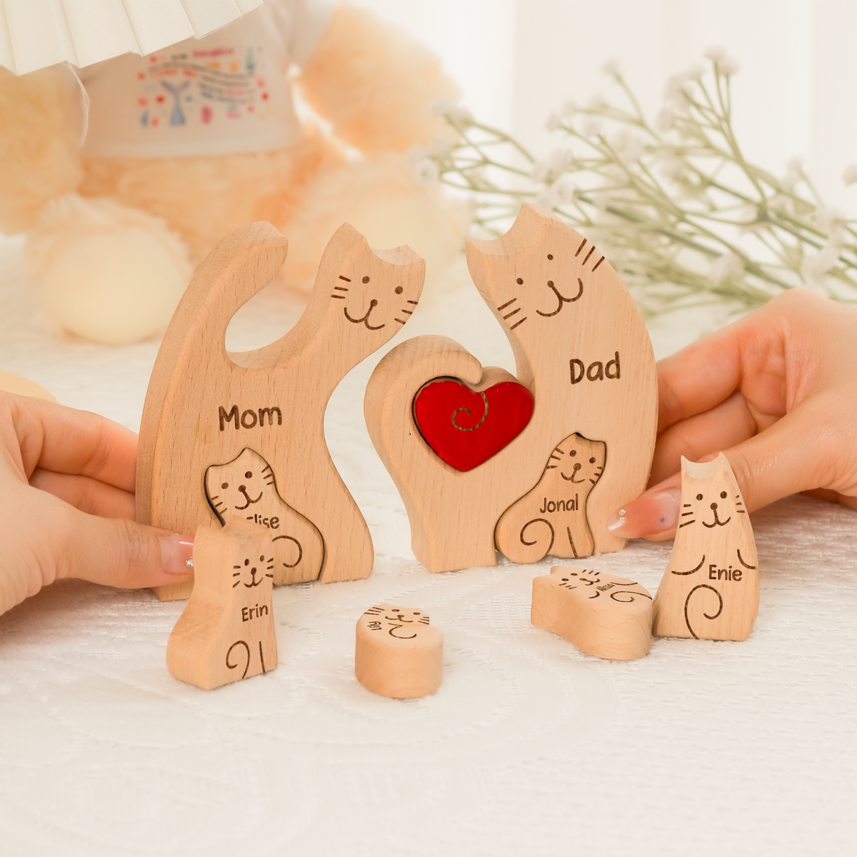 Cat Family - Personalized Family Wooden Puzzle - Gift For Family, Mother's Day, Father's Day Gift