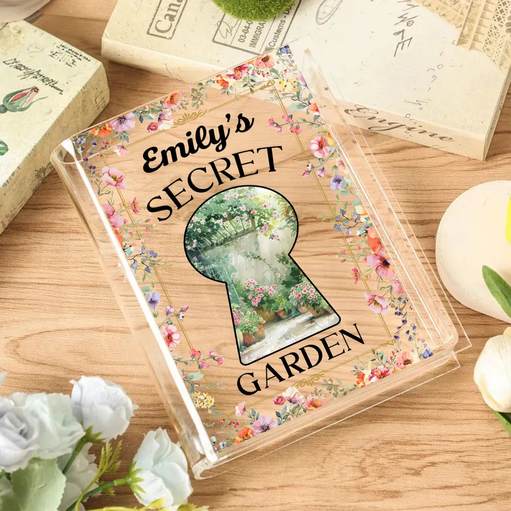 My Secret Garden - Personalized Acrylic Book Vase - Gift For Book Lovers, Bookworm Gift
