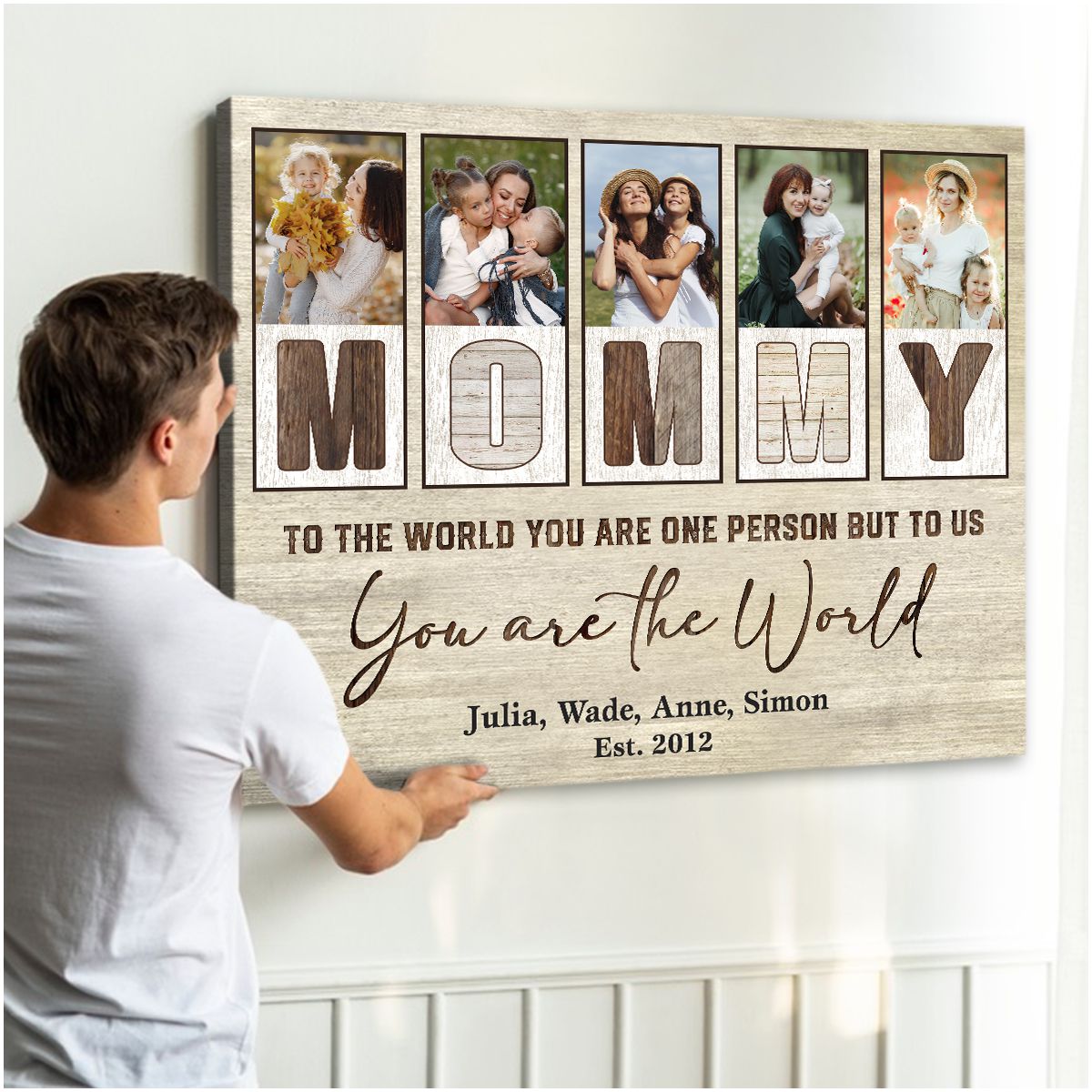 Mommy Photo Collage Custom 5 Photos - Personalized Canvas - Gift For Mom, Mother's Day Gift