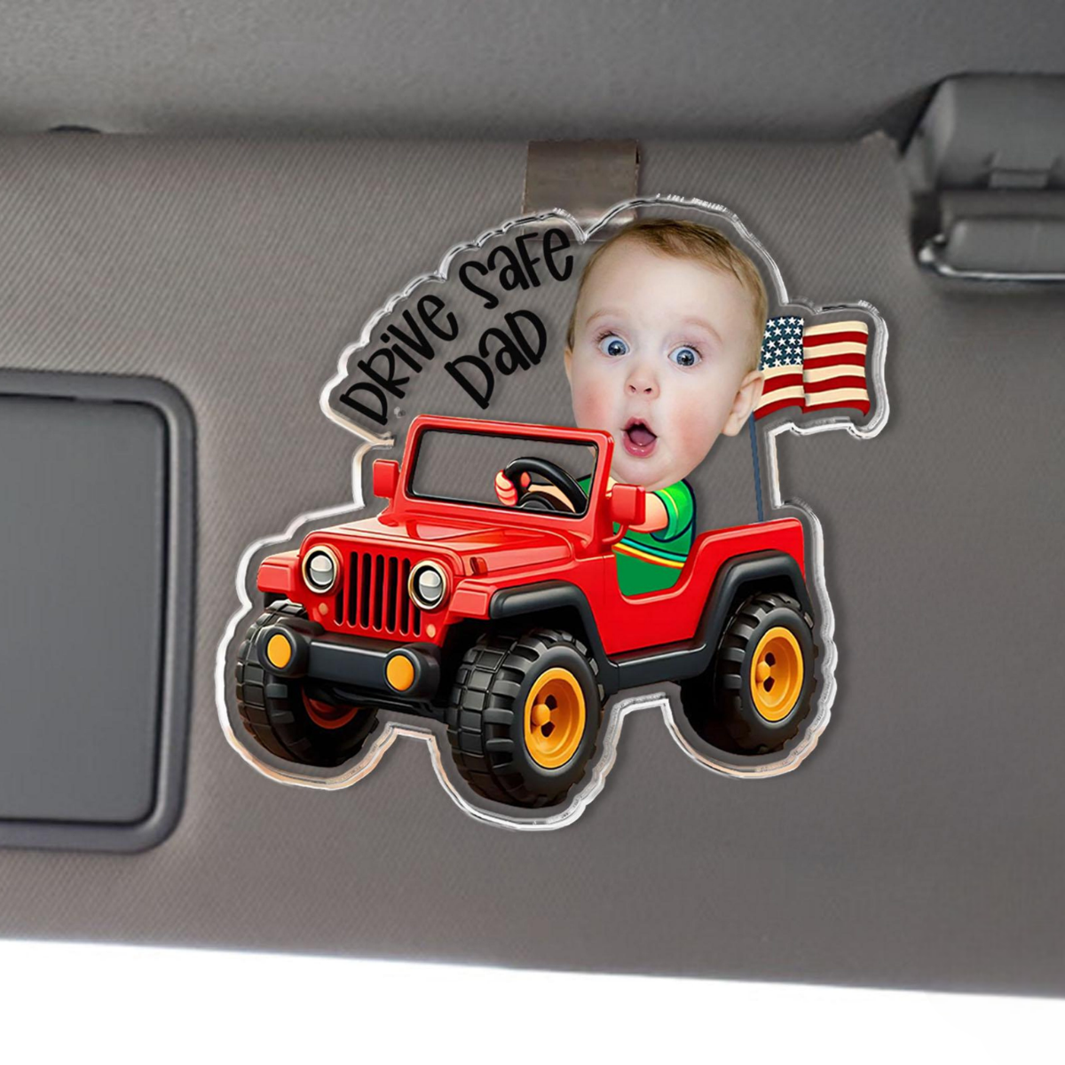 Custom Kids Photo Car Visor Clip, Drive Safe Gift For Dad, Father's Day Gift For Husband, New Dad Gift, Drive Safe Gift For Grandpa