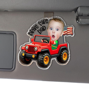Custom Kids Photo Car Visor Clip, Drive Safe Gift For Dad, Father's Day Gift For Husband, New Dad Gift, Drive Safe Gift For Grandpa