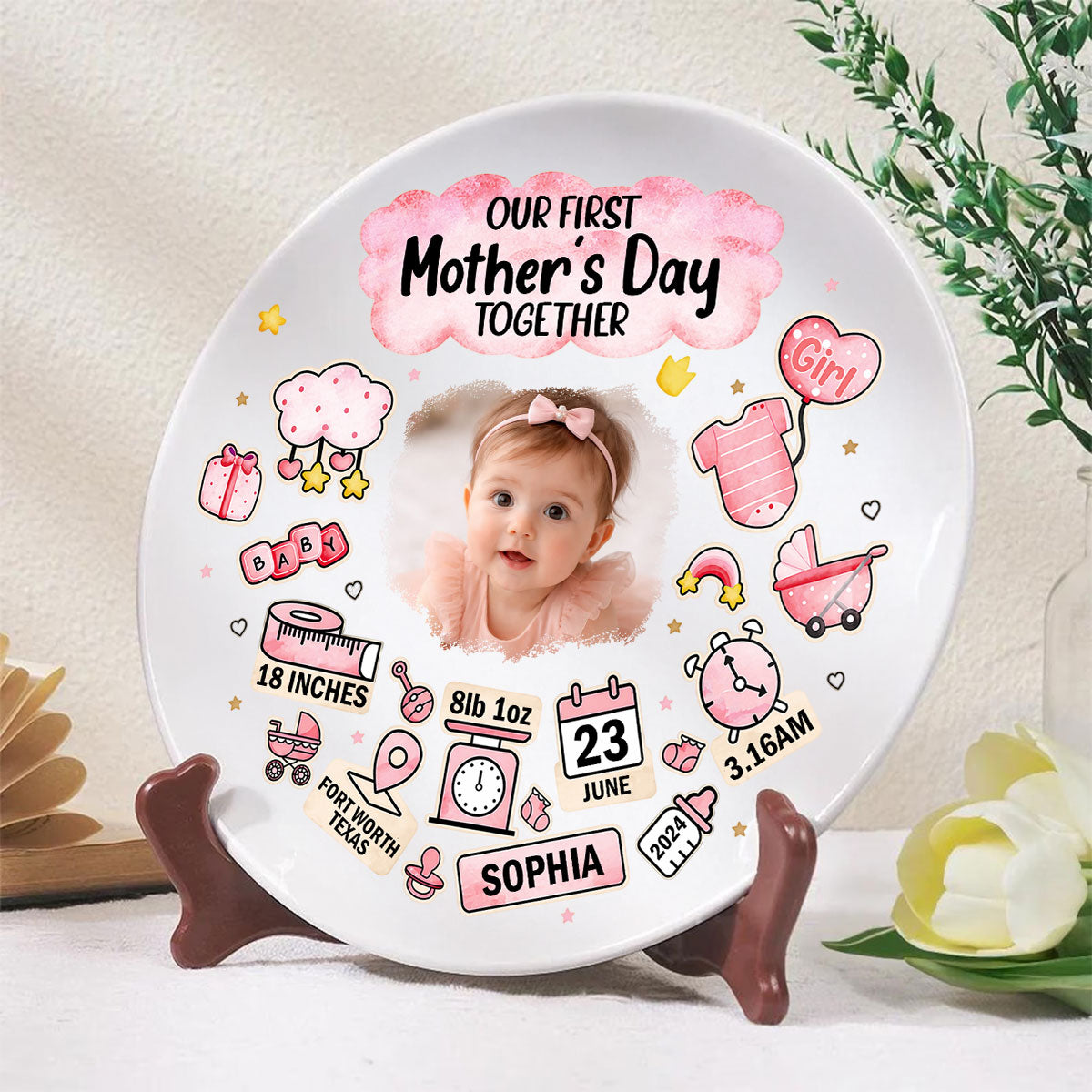 Happy First Mother's Day - Personalized Ceramic Plate