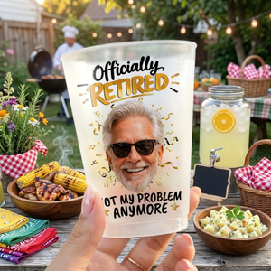 Goodbye Tension Hello Pension Plastic Frosted Cup, Custom Retirement Photo, Funny Retirement Gift