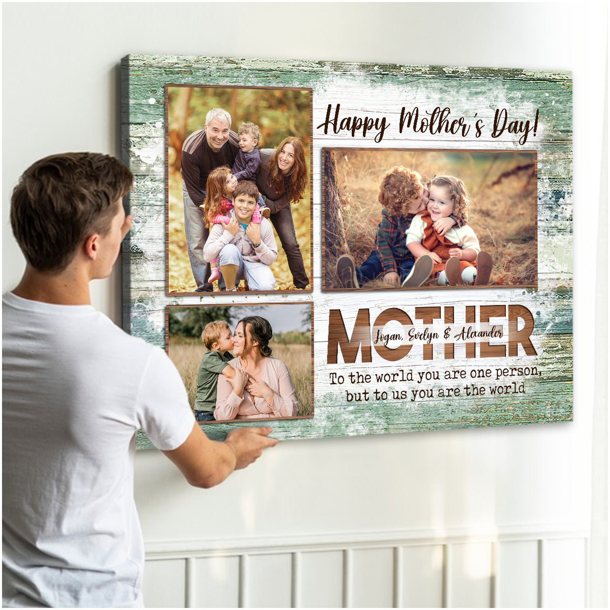 Happy Mother's Day Custom 3 Photos - Personalized Canvas - Gift For Mom, Mother's Day Gift