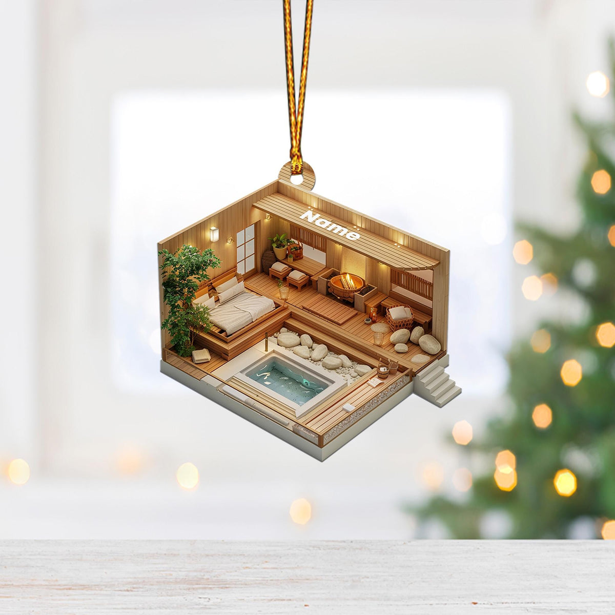 Sauna Room 2D Flat Christmas Ornament, Sauna Xmas Tree Decor, Loved Sauna Ornament, Christmas Hanging Ornament Gift