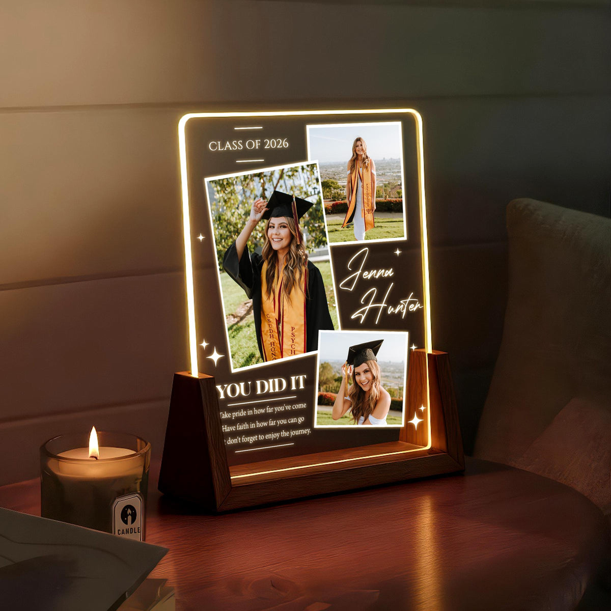 Personalized Graduation Photo Collage Lamp, Custom Class of 2026 Gift, Graduation Gift