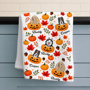 Fall Pumpkin Dog - Personalized Kitchen Towel