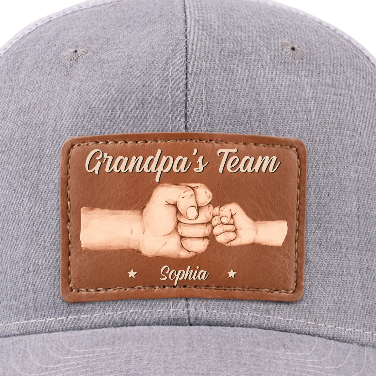 Daddy's Team Is Unbreakable - Personalized Leather Label Net Hat - Gift For Dad, Father's Day