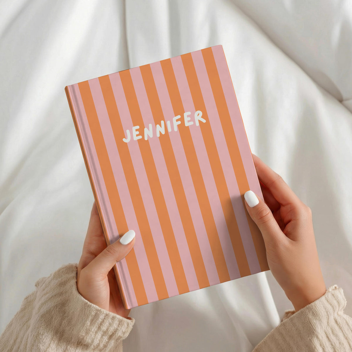 Personalized Striped Journal Hardcover, Custom Stripe Notebook