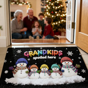 3D Effect Christmas Snowman Grandkids Spoiled Here - Personalized Doormat - Gift For Grandparents