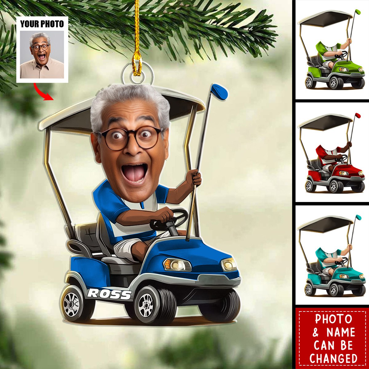 Custom Face Golfer - Personalized Acrylic Ornament - Christmas Gift For Golf Player, Golf Lovers