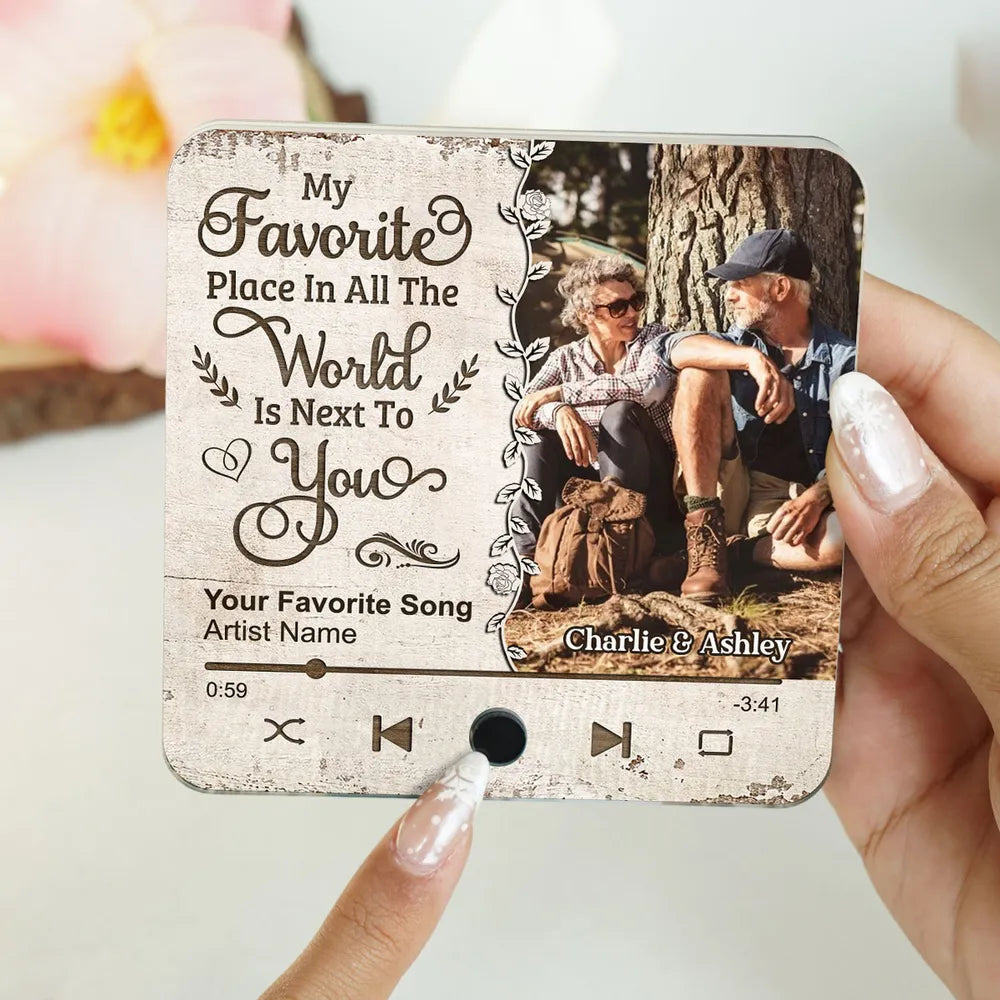 My Favorite Place In The World - Personalized Music Fridge Magnet - Gift For Couple