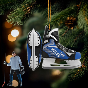 Ice Hockey Skates - Personalized Acrylic Ornament - Christmas Gift For Ice Skater, Hockey Player