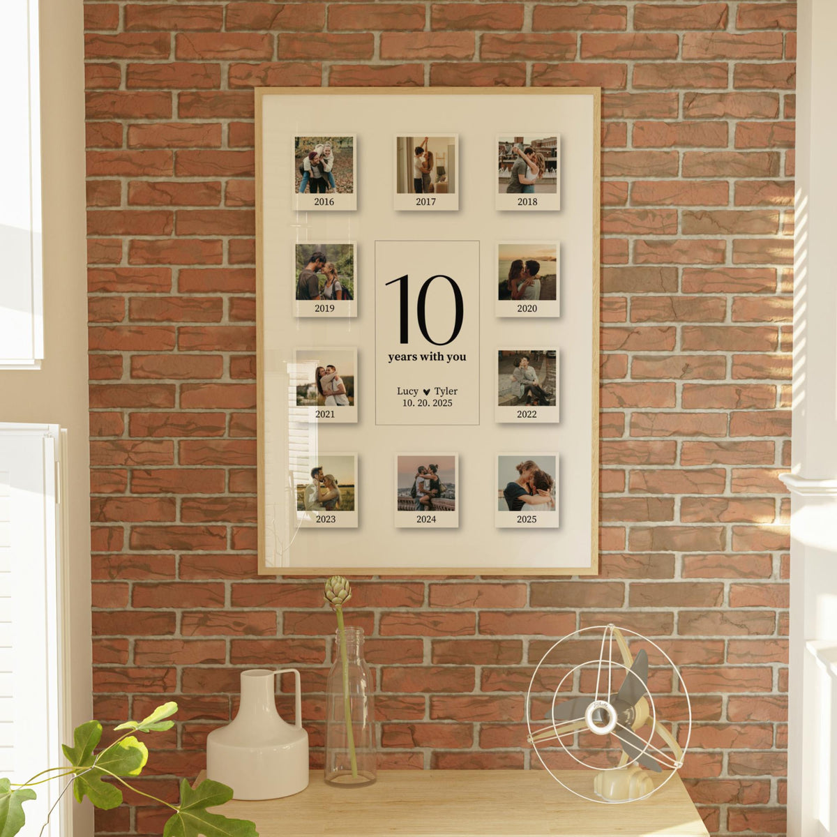10 Years With You Custom Polaroid Photo Frame Collage - Personalized Canvas - Anniversary Gift Couple