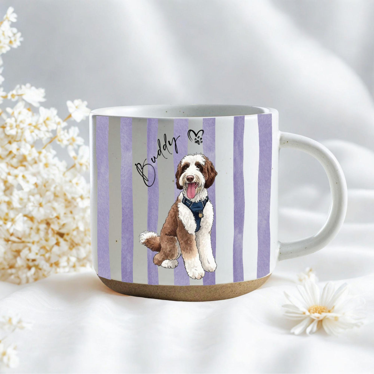 Custom Watercolor Pet Portrait Poettery Mug, Personalized Dog or Cat Photo Ceramic Cup, Unique Gift for Pet Lovers & Dog/Cat Moms