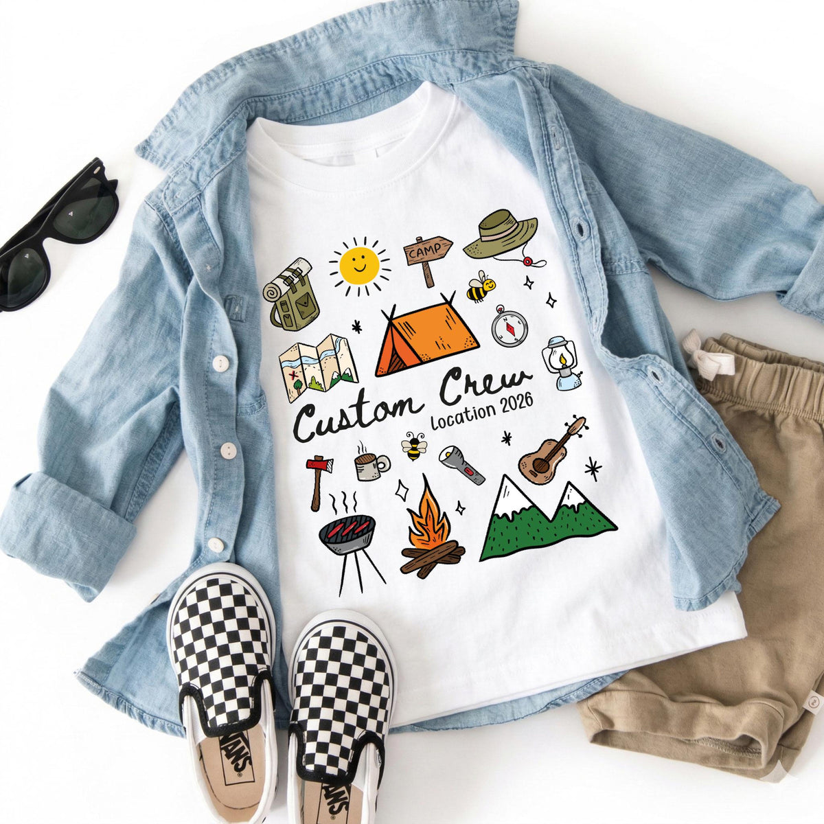 Custom Camping Crew 2026 Shirt, Matching Cousin Crew Camp T-shirt, Kids Summer Camp Shirt, Camper Sweatshirt, Camp Birthday Boy Sweater