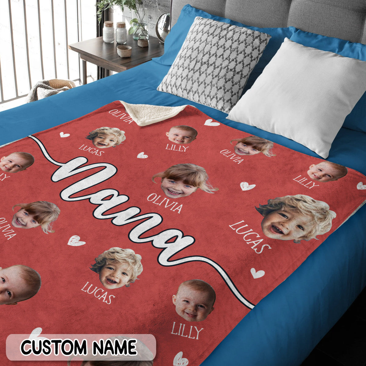 Christmas Gift For Nana, Mother's Day Gift For Grandma, Personalized Baby Photo Blanket For Grandma, Custom Grandma Blanket With Baby Face