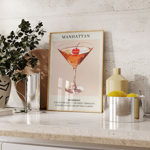 Trendy Cocktail Drink Art, Wal Decor Poster Canvas, Wedding Party Signature Drink Sign, Bar Wall Decor, Minimalist Elegant Sophisticated Retro Art Piece