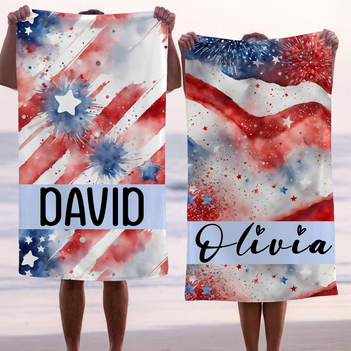 Patriotic Beach Towel, Custom American Flag Gift, Patriotic Gifts For Beach Travel, 4th Of July Celebration