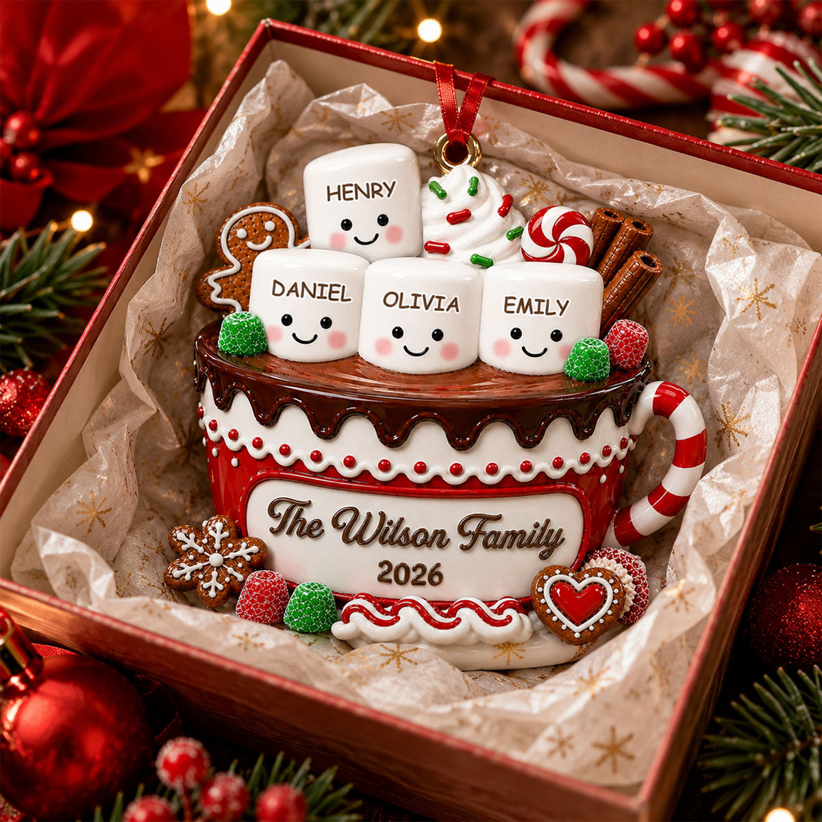 Hot Wishes From Our Family - Real 3D Raised Ornament
