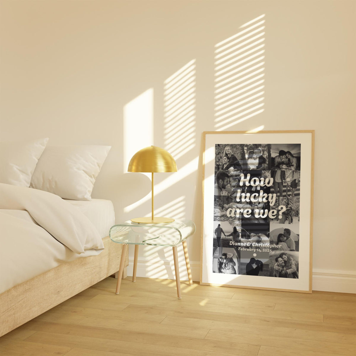 How Lucky We Are Custom Polaroid Photo Collage - Personalized Canvas - Anniversary Gift For Girlfriend, Valentine's Day Gift