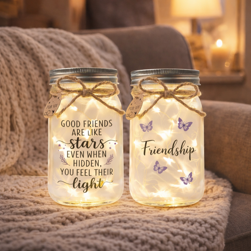 Friendship Jar Night Light, Starlit Mason Jar Gift for Her, Gift For Friend, Bestie