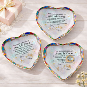 Aunt & Niece Bond - Personalized Heart-Shaped Jewelry Dish - Keepsake Gift with Names & Message