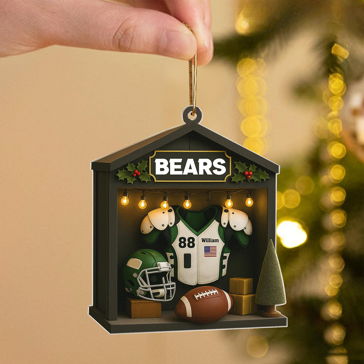 Personalized Football Ornament Acrylic , Football Room Xmas Ornament