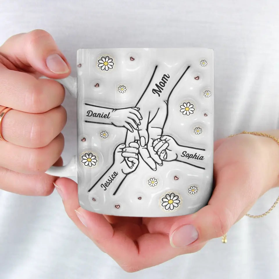 Mom And Kids Hold Hand - Personalized 3D Inflated Effect Printed Mug - Gift For Mother 3_510fb870-d315-4a53-8527-e5a9734cbaec.jpg?v=1713947901