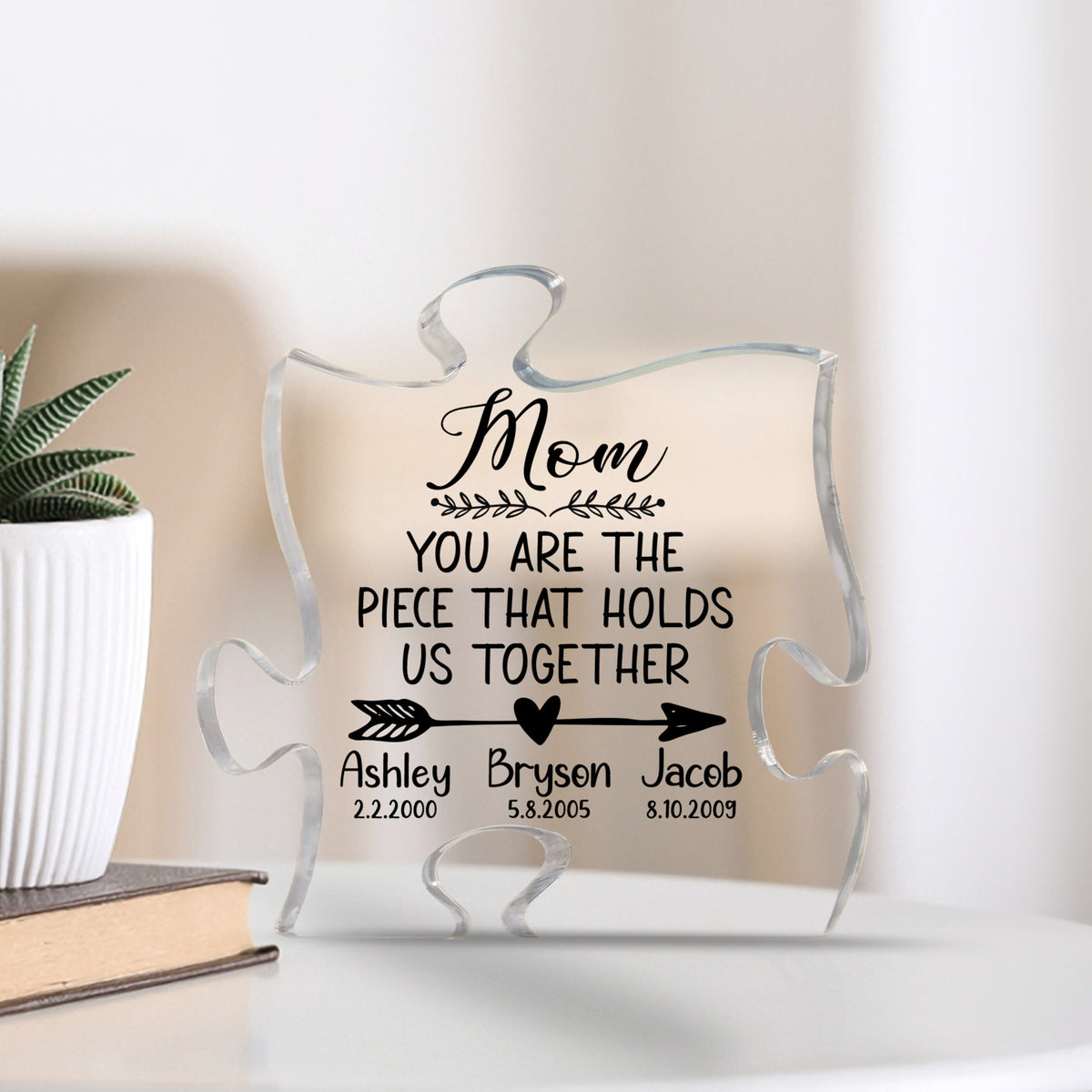 Personalized Acrylic Puzzle, You Are The Piece That Holds Us Together, Custom Kid Name, Mother's Day Gift, Unique Gift, Gift For Mom