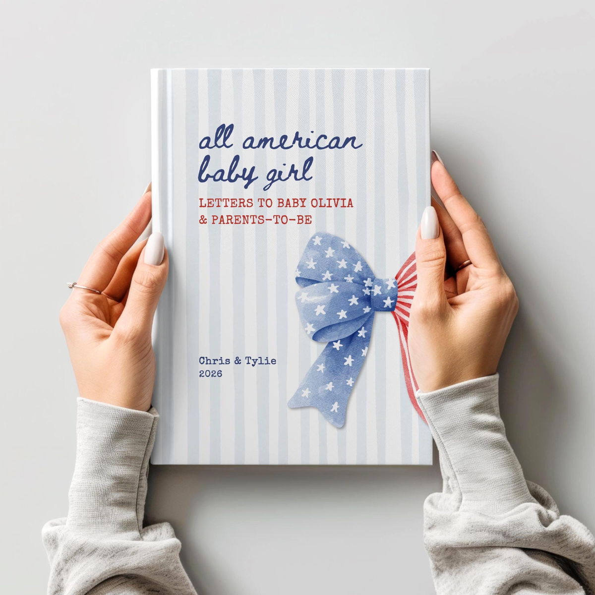 All American Baby Girl Shower Letter Notebook, Custom USA Baby Sprinkle Guest Book, Letters to Baby Patriotic Americana Baby Shower Book