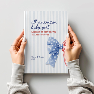 All American Baby Girl Shower Letter Notebook, Custom USA Baby Sprinkle Guest Book, Letters to Baby Patriotic Americana Baby Shower Book