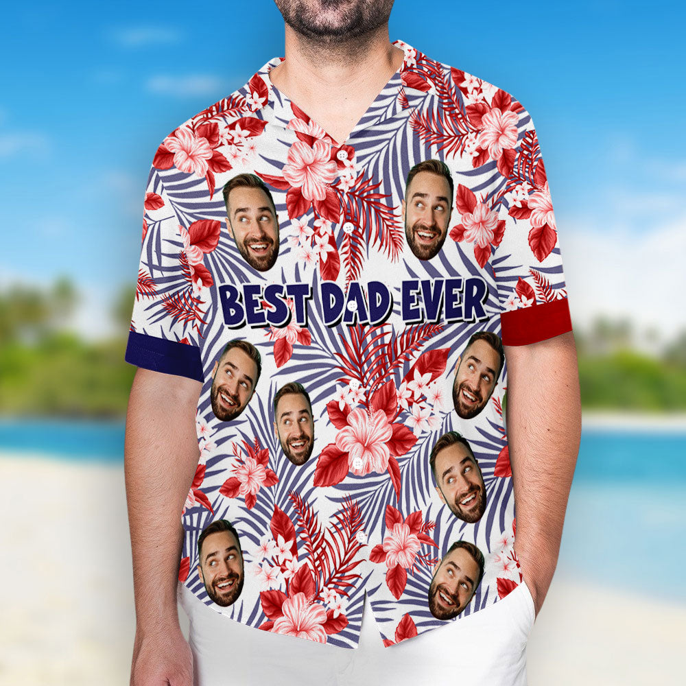 Best American Dad Floral Hawaiian Shirt - Personalized Hawaiian Shirt - Gift For American Dad, Summer Gift, 4th of July