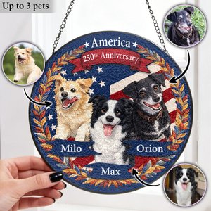 America 250th Anniversary Pet - Upload Photo Stained Glass Suncatcher 3_f306faf4-99d9-49ca-a101-242130b928c2.png