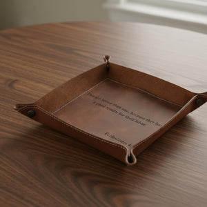 Personalized Leather Valet Tray, Custom Leather Tray For Dad, Grandpa, Classic Gift For Men