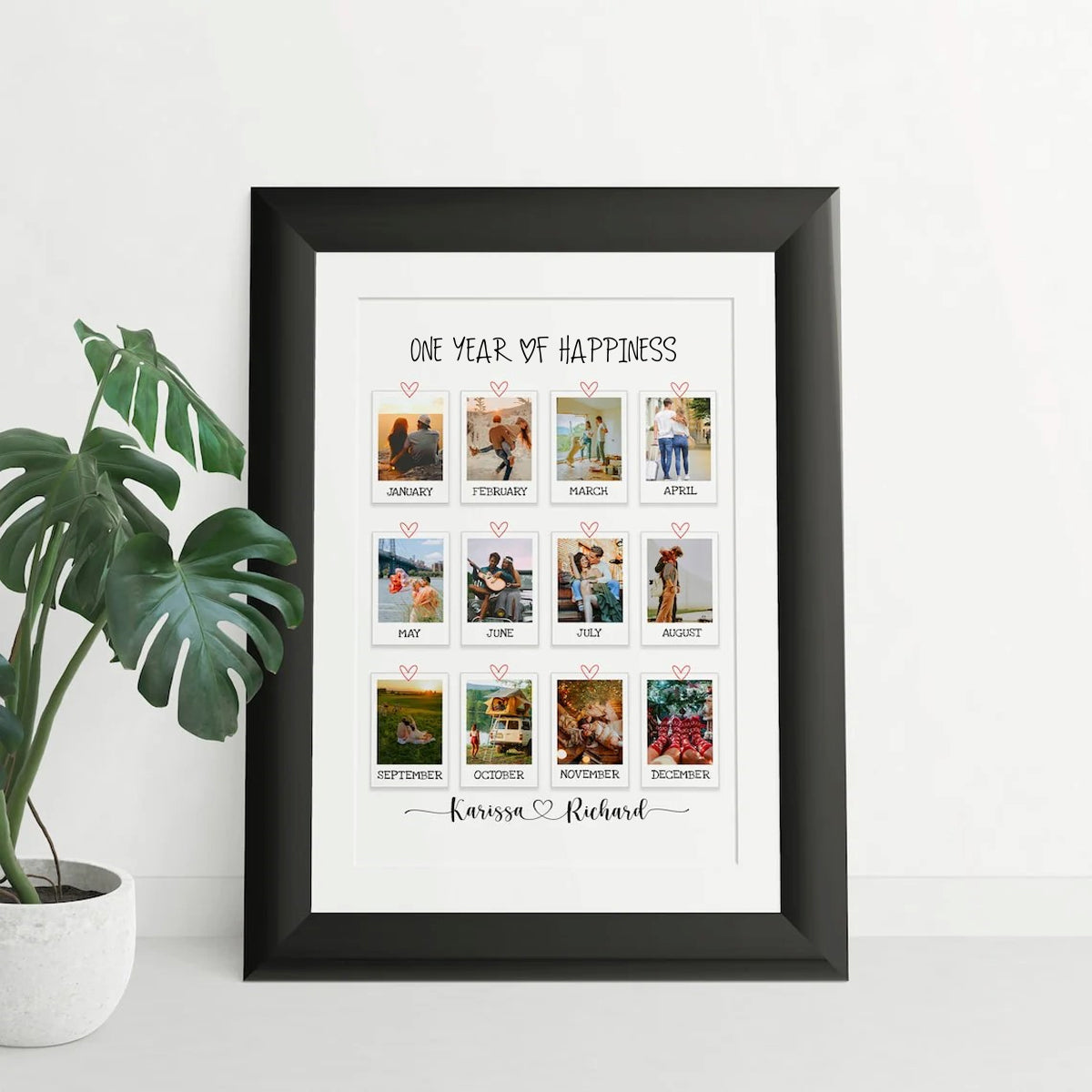 Personalized one year anniversary gift for couple, Custom photo collage gift for couple, Wedding anniversary gift for couple