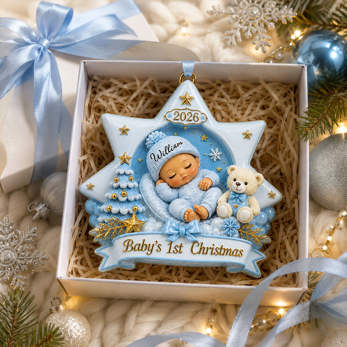 Born For Christmas Magic - New Mom New Born Ornament - Real 3D Raised Ornament